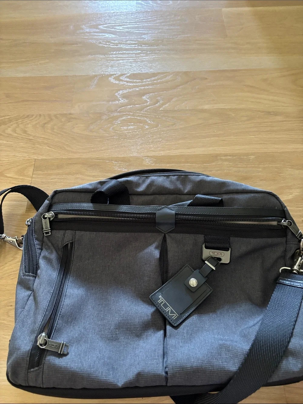 Tumi grey and black nylon work bag